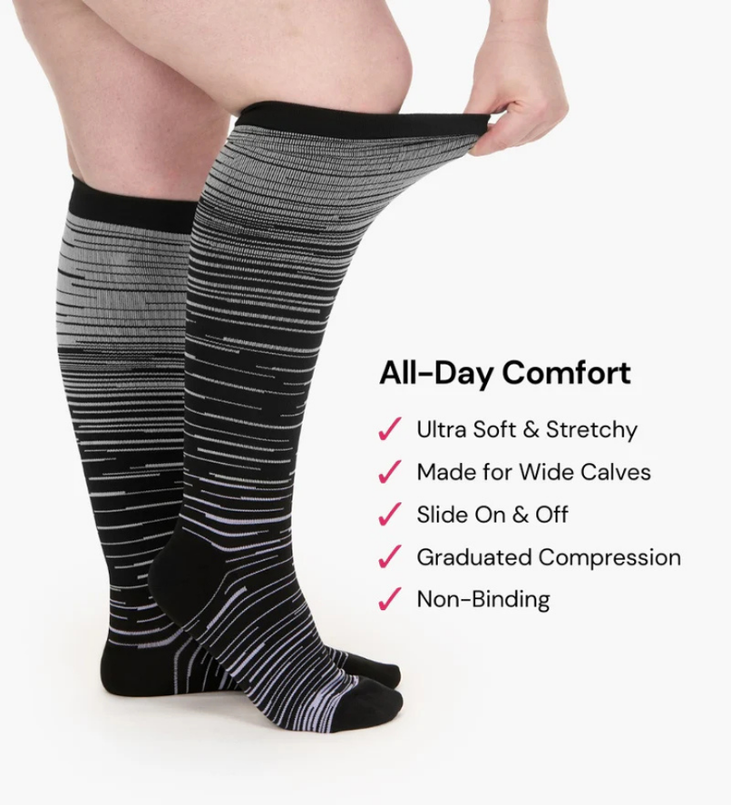 Stripes - Wide Compression Socks For Pain Relief