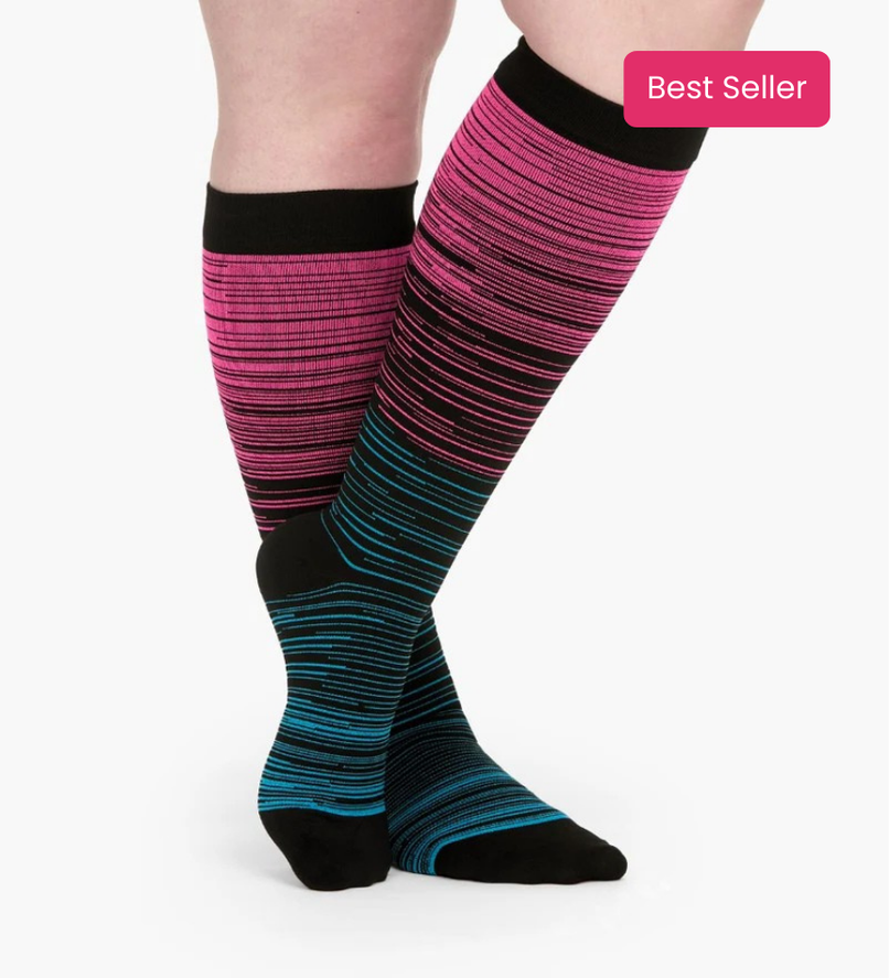 Stripes - Wide Compression Socks For Pain Relief