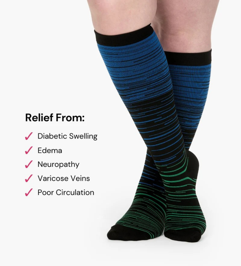 Stripes - Wide Compression Socks For Pain Relief